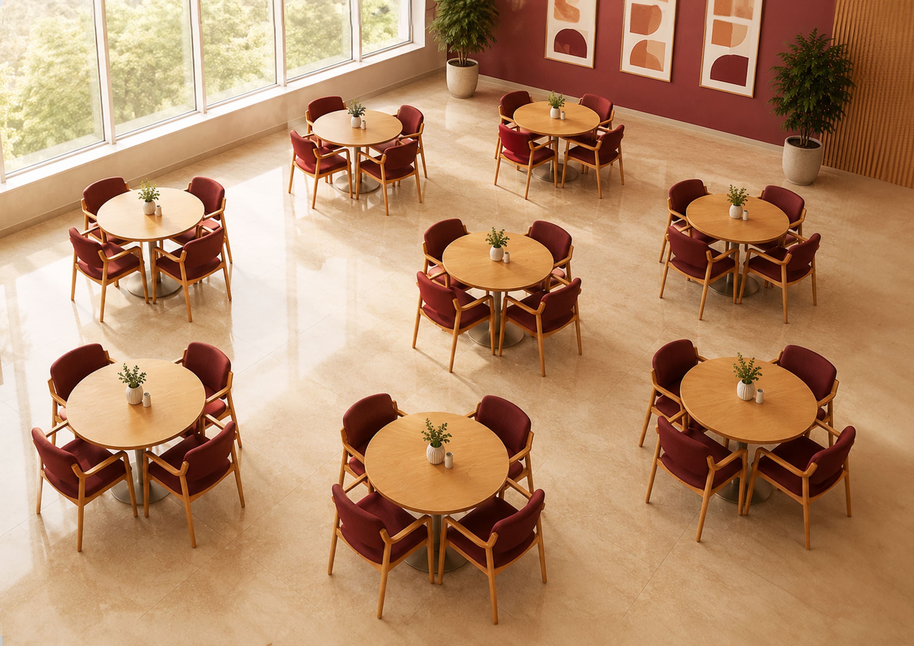 Minimalist Cafeteria Seating Ideas for Office Cafeterias